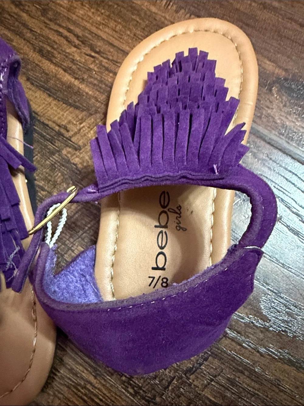 bebe Purple Fringe Kids Sandals & Pink Glitter T-Strap Sandals